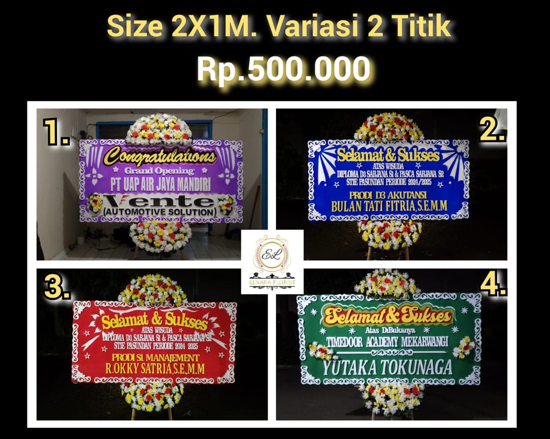 Bunga Papan Selamat & Sukses (Size 2X1M)